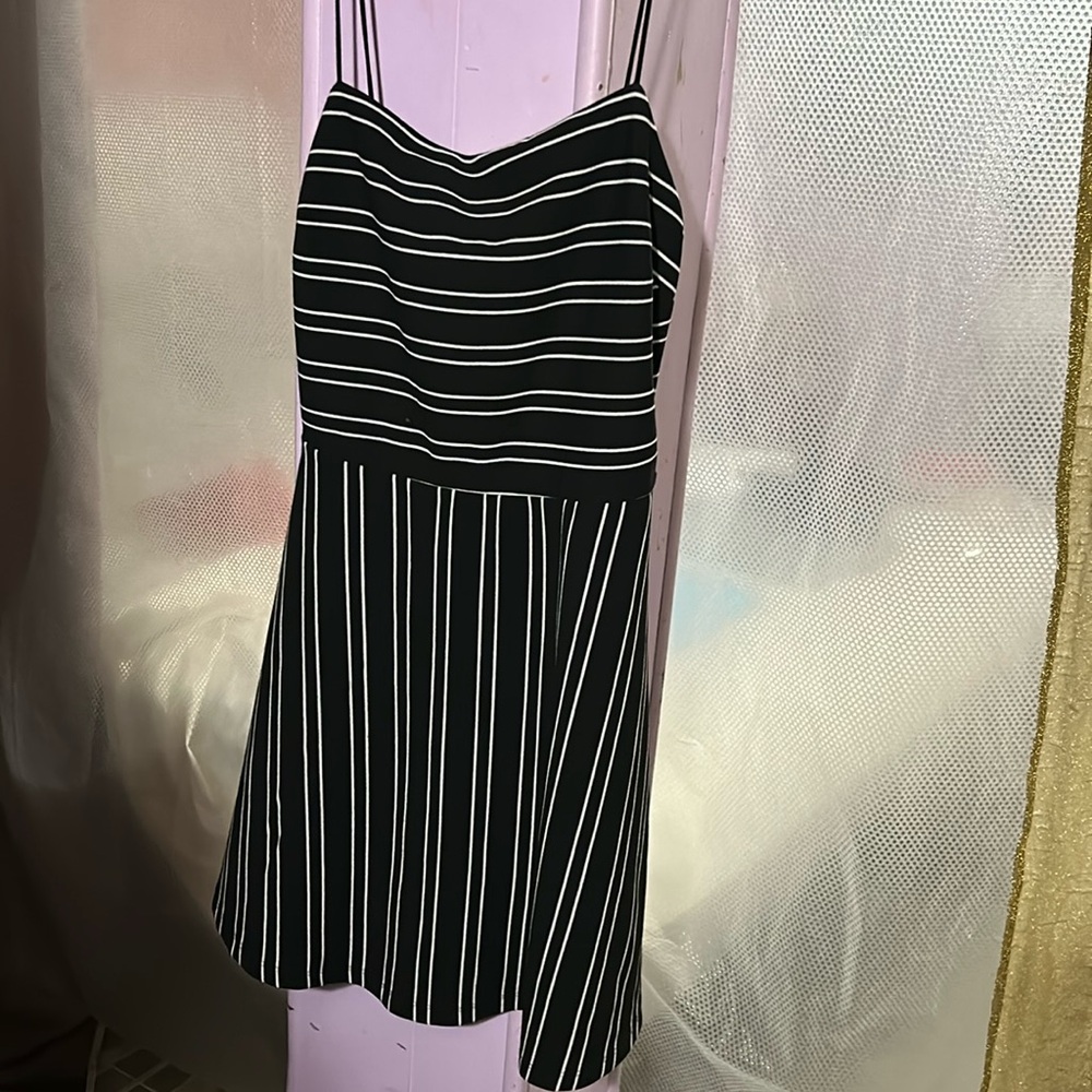 White and black stripe dress